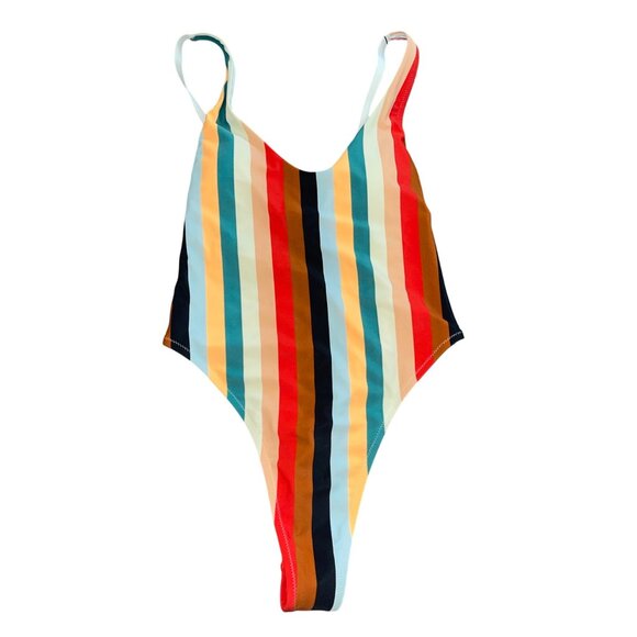 Relleciga Womens Swimsuit Size Small Multicolor One Piece Striped New - Picture 1 of 10